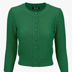 Vibrant Green Women's Cropped Cardigan Sweater